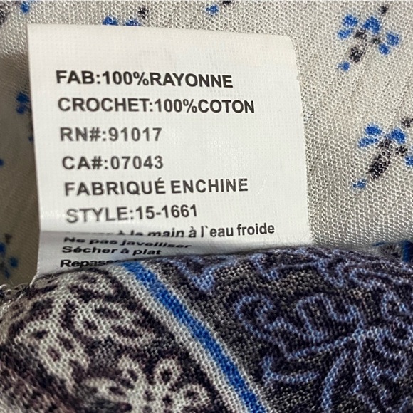 🎈SOLITAIRE women’s white blue bohemian crochet lightweight summer beach tunic - Picture 6 of 11